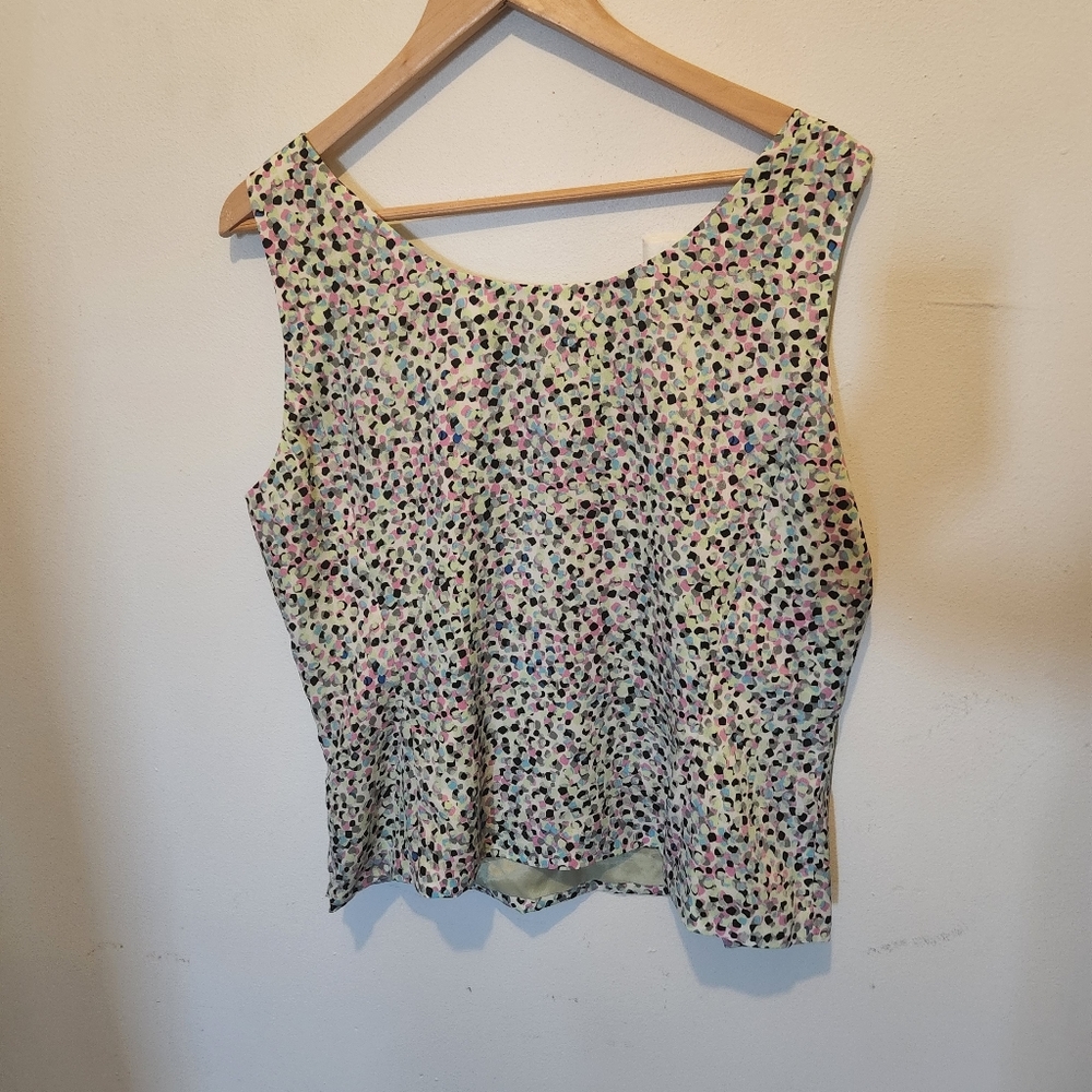 Tahari Pastel Pattern Blouse Tank 16 - Picture 2 of 4